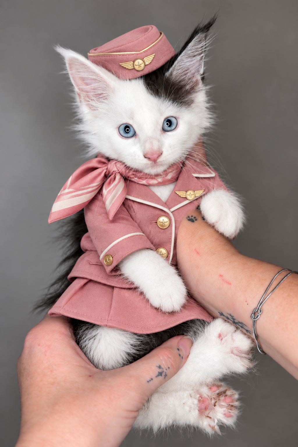 Flight attendant kitten